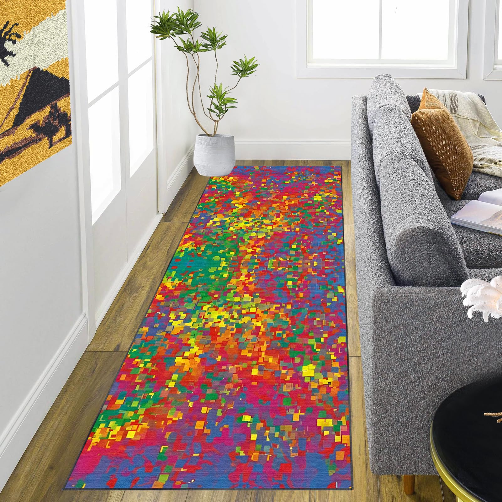 Tapis de Passage 110 x 250 cm Tapis de Couloir Tapis Cuisine Antidérapant Lavable Tapis de Porte d'intérieur et d'extérieur Tapis de Sol Paillasson Tapis de Cuisine Devant ​Evier Tapis Couloir Long