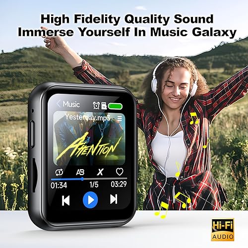 Miniatura 5 de Reproductor de MP3 con tarjeta TF de 128 GB, reproductor de audio con sonido Bluetooth 5.4 sin pérdidas, pantalla táctil de 2 pulgadas, reproductor