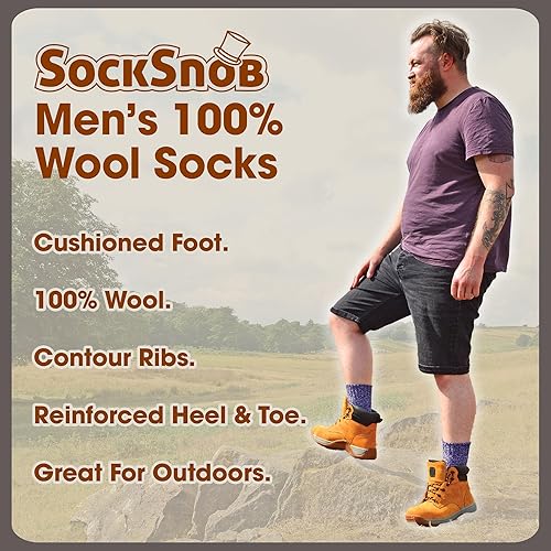 Miniatura 6 de 1 paquete de calcetines gruesos y cálidos para exteriores, acolchados, 100% lana, senderismo y senderismo
