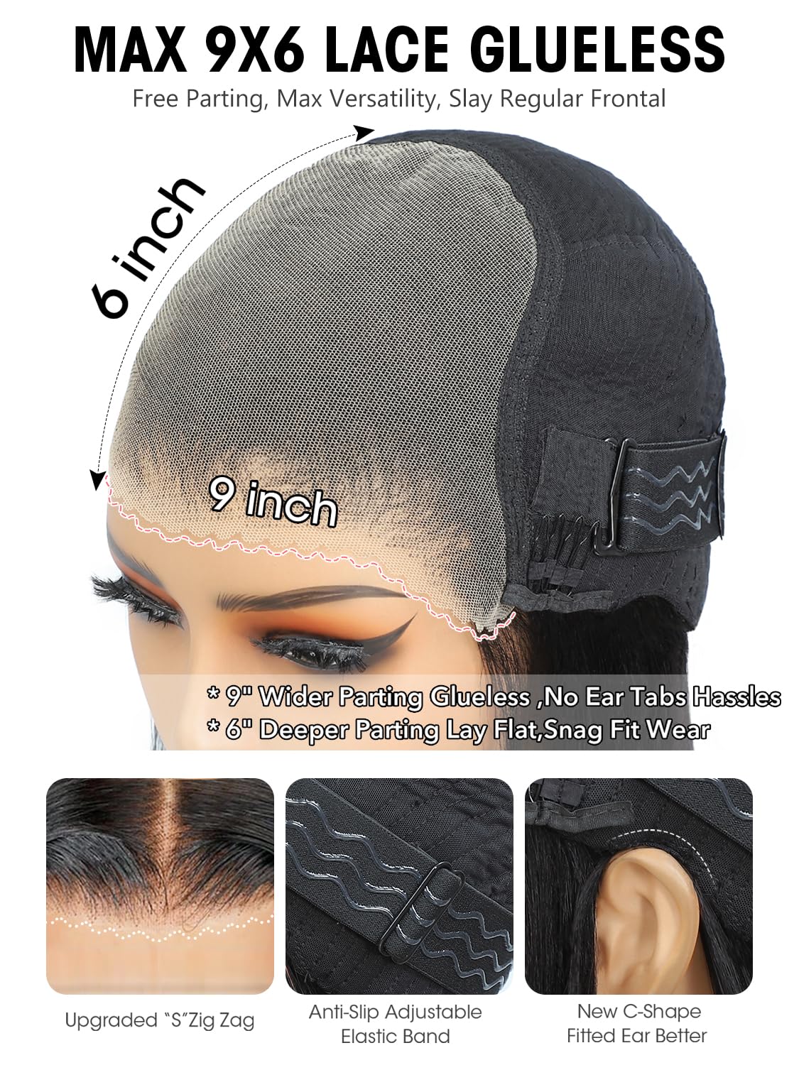 Perruque Cheveux Humain Brésilien Straight 22 Pouces 200 Densité 9X6 HD Lace Sans Colle Pre Plucked Pre Cut