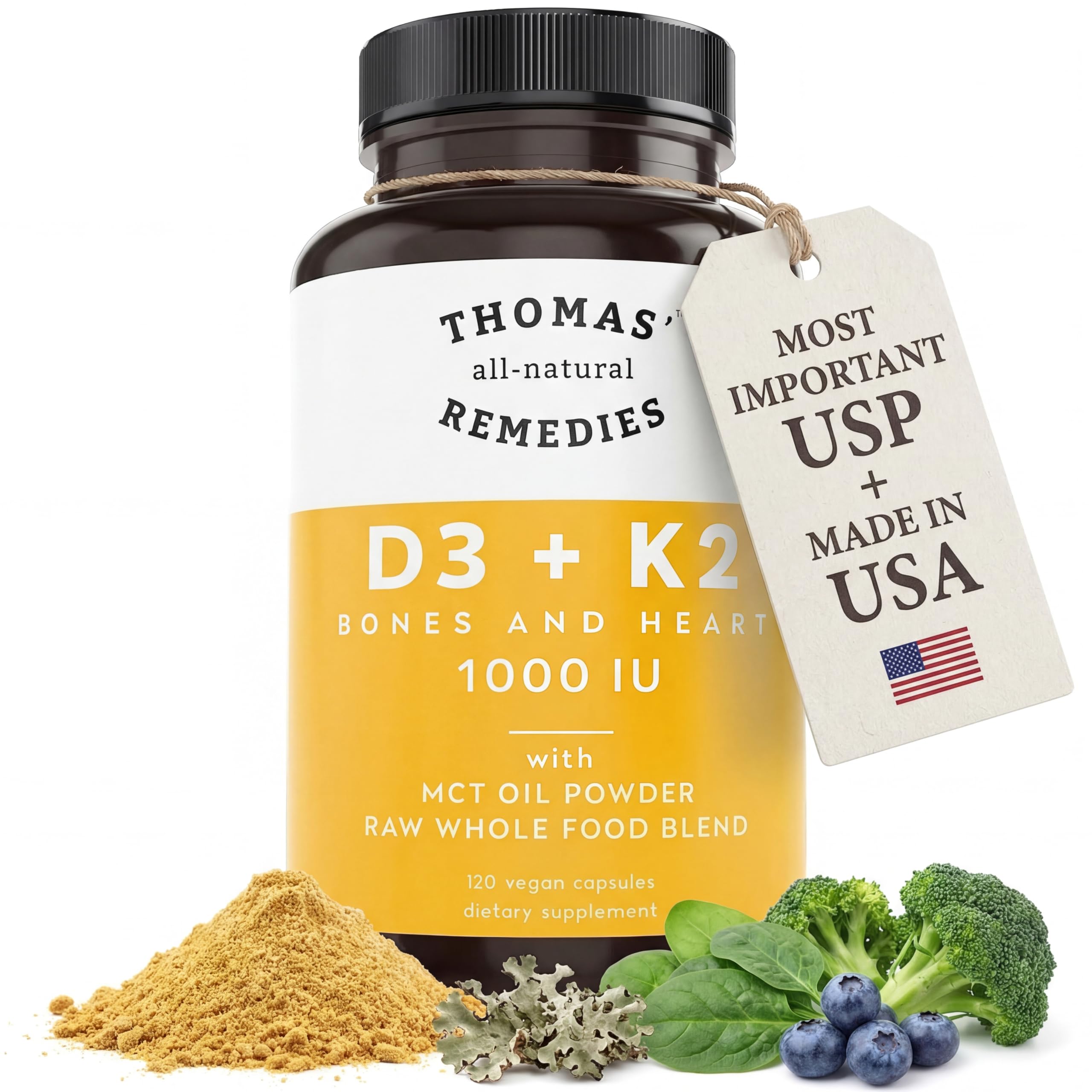 Toms Remedies D3 + K2 1000 IU w/MCT Oil for Max Absorption & Bone Health — Amazon image 2