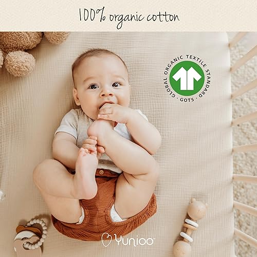 Miniatura 2 de Sábanas de muselina ultrasuaves para cuna de bebé, neutrales para niño o niña, 100% algodón orgánico, sábana bajera para cuna en paquete de 2, juego