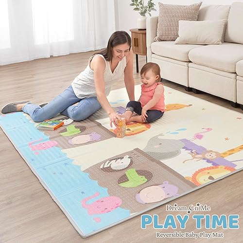 Miniatura 6 de Dream On Me Play Time - Alfombra de juego reversible para bebé, plegable, extra grande, gruesa, de espuma, para niños pequeños, impermeable,