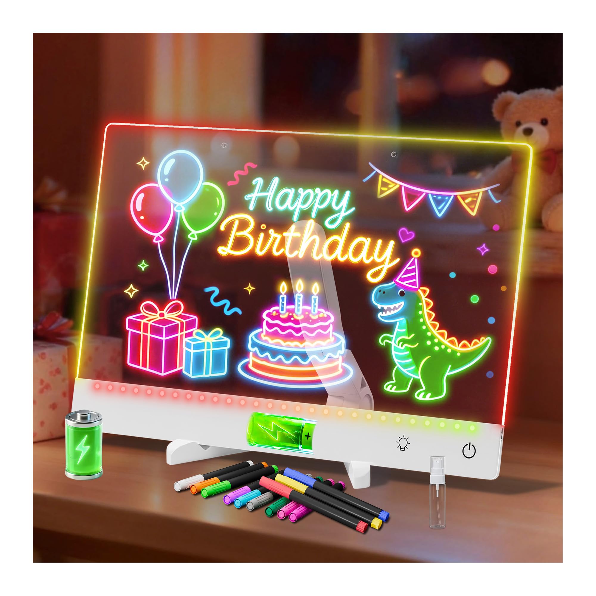 Rechargeable Lumi LED Drawing Board, 13.7"x10" LED Note Board, White
