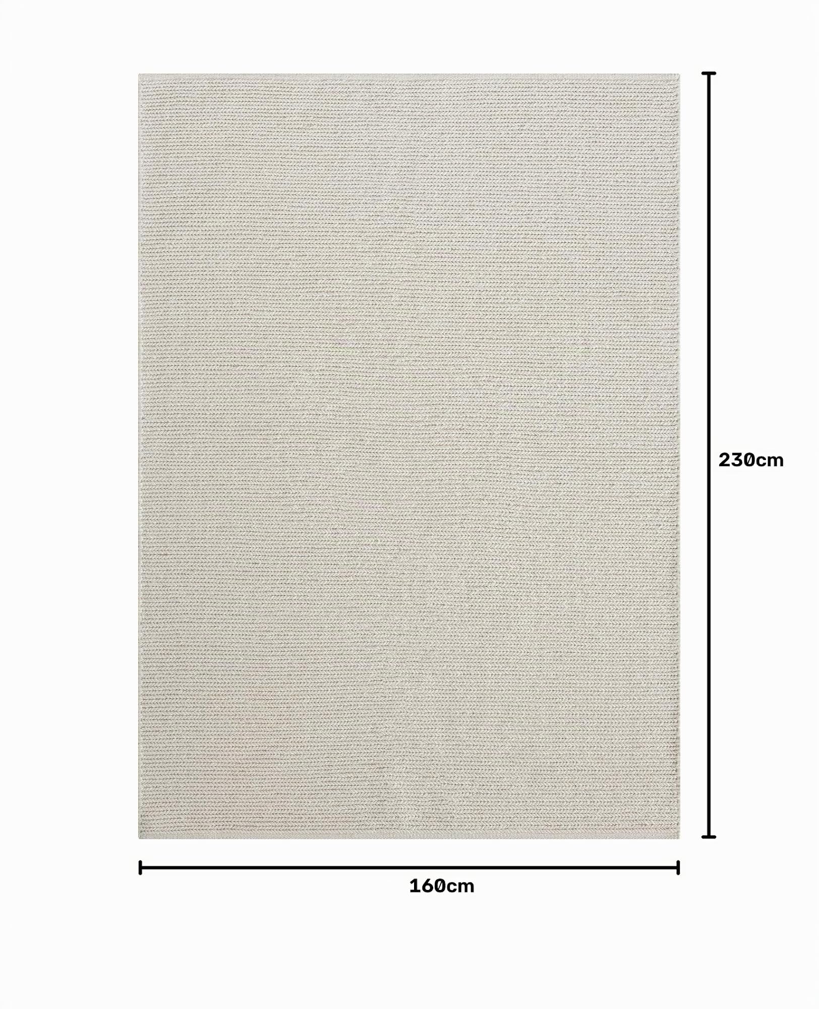 the carpet Premium Wool - Alfombra Tejida a Mano de Lana de Fibra Natural, Elegancia en Estilo escandinavo de Tejido Plano, Crema, 160 x 230 cm