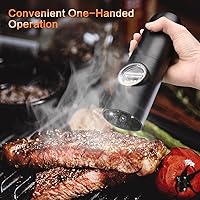 Vista 4 de Juego de molinillo eléctrico recargable de sal y pimienta, molinillo automático de sal y pimienta con luz LED, molinillo de sal y pimienta, grosor