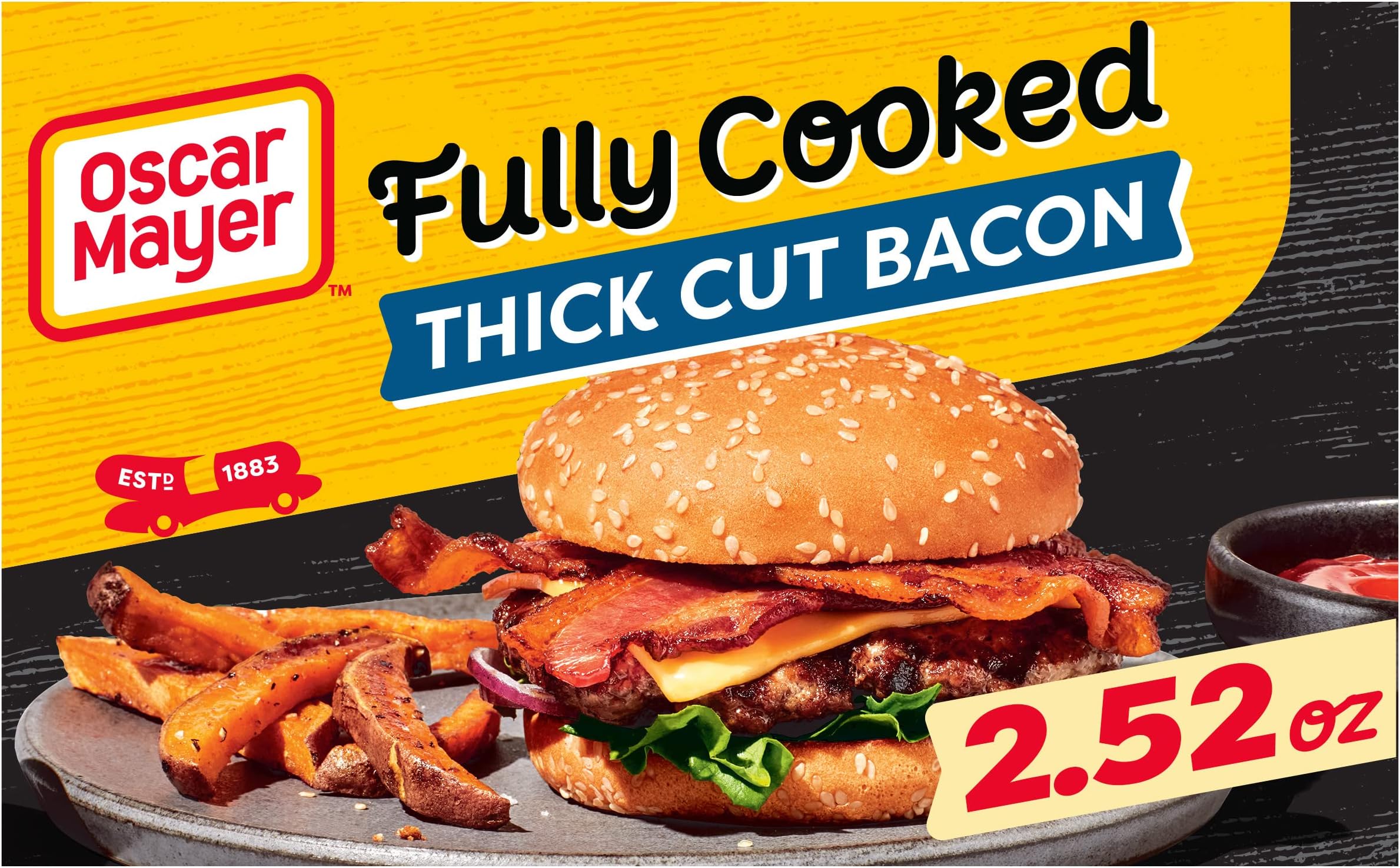 Oscar Mayer Fully Cooked Thick Cut Bacon, 2.52 oz Box, 7-9 slices