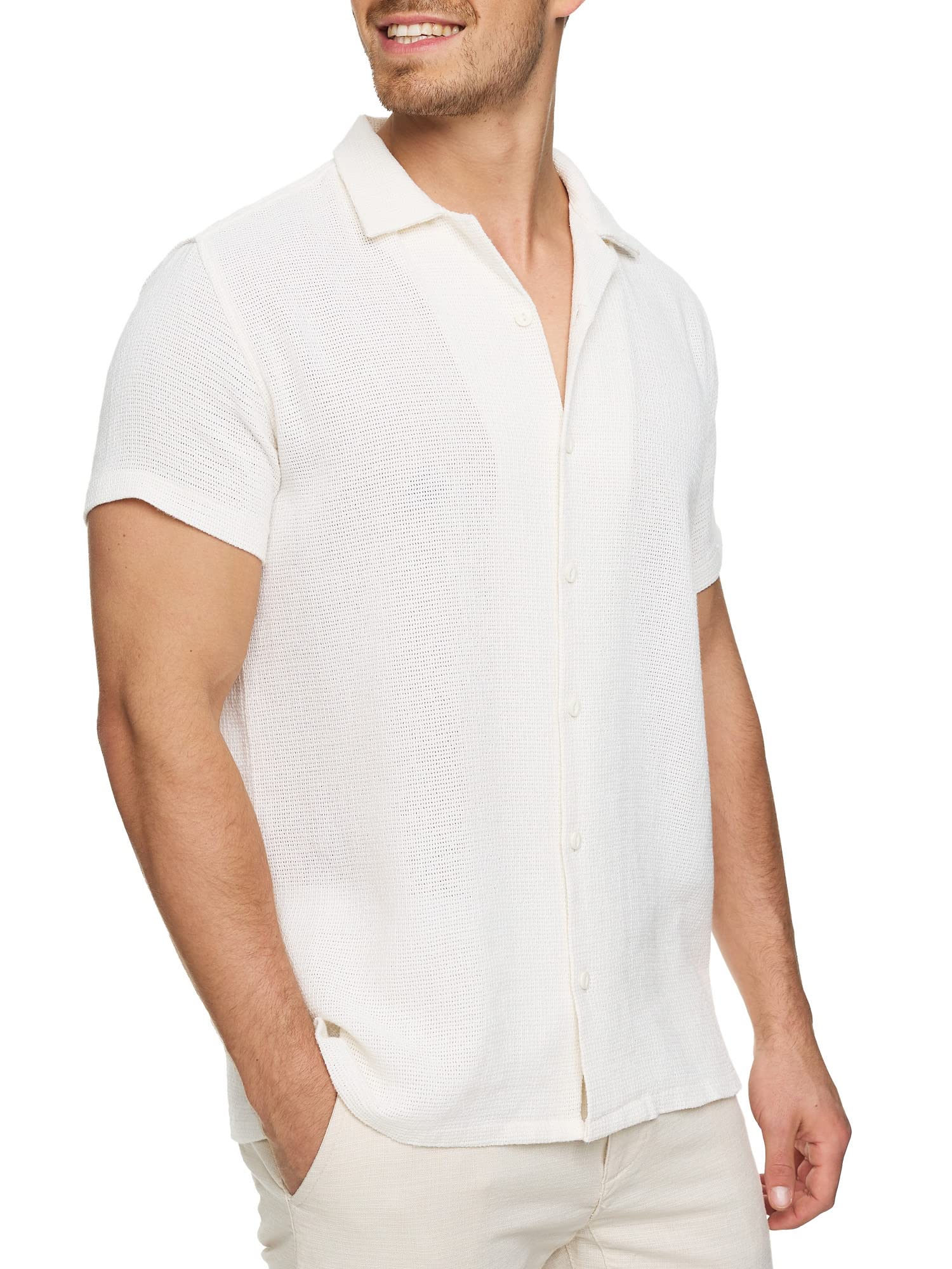 Indicode Herren INCosby Kurzarmhemd aus 100% Baumwolle mit Kentkragen