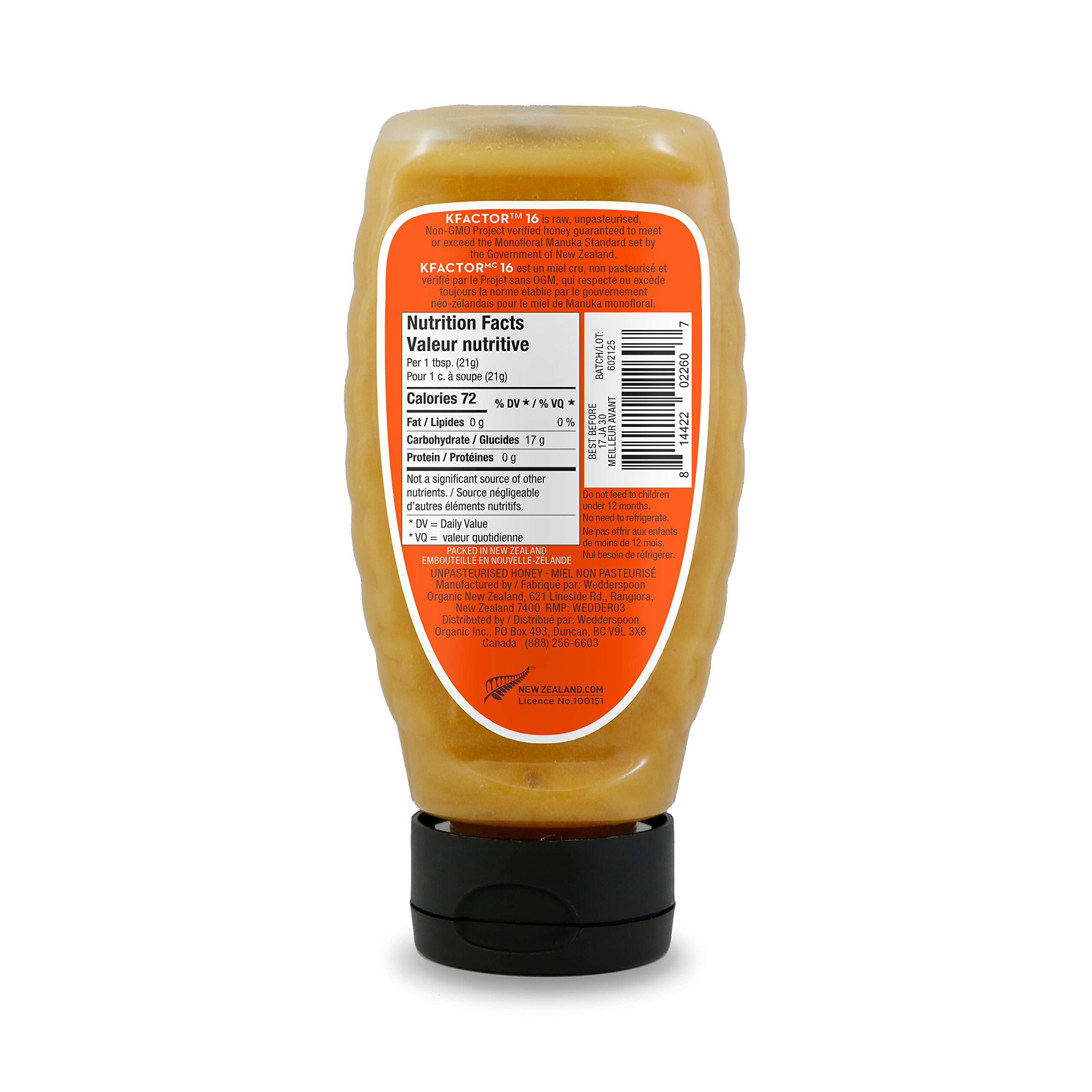 Amazon.com : Wedderspoon Raw Premium Manuka Honey, KFactor 16, 12 