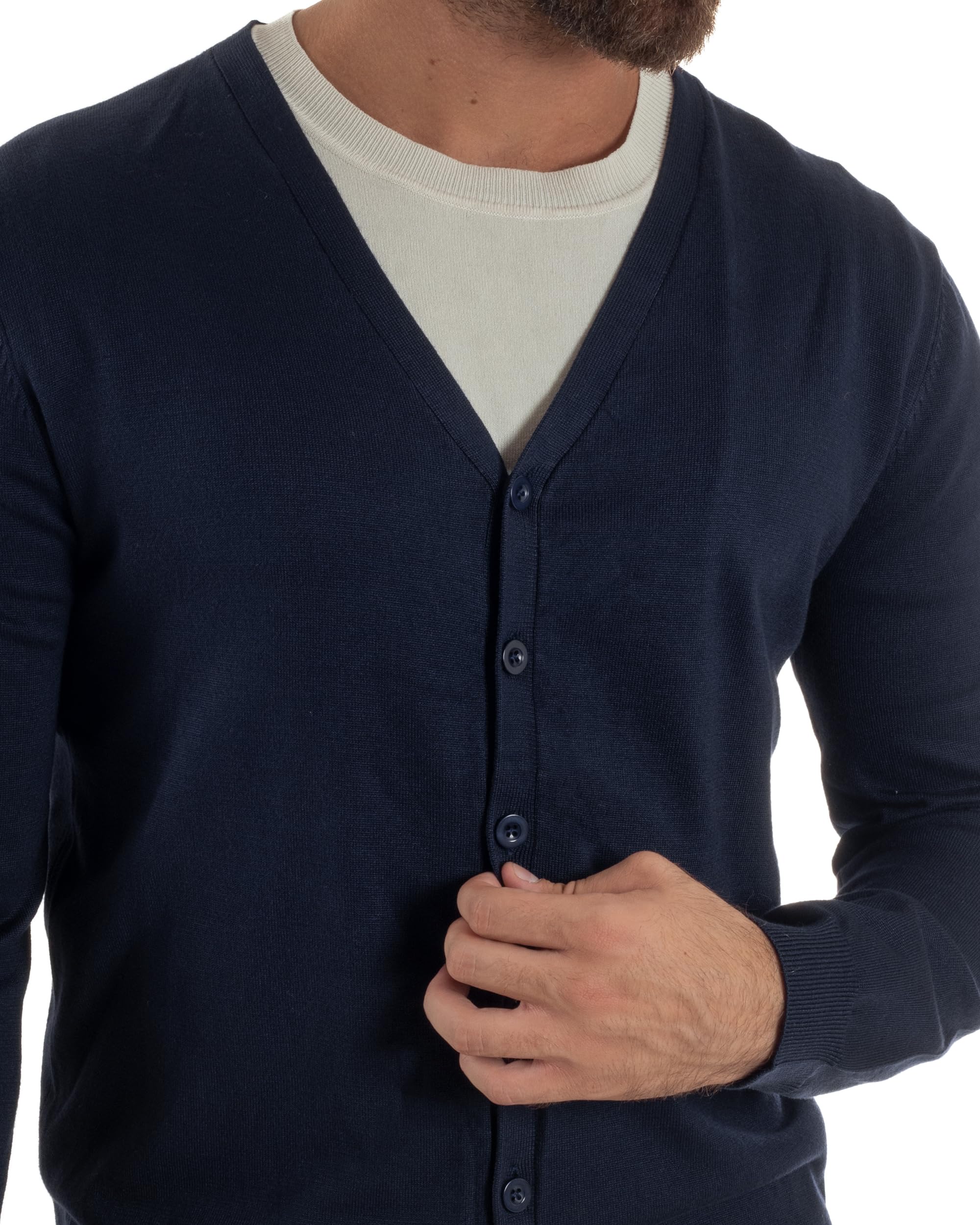 Cardigan Uomo Giacca con Bottoni Maglioncino Scollo V Maglia Sottile Basic