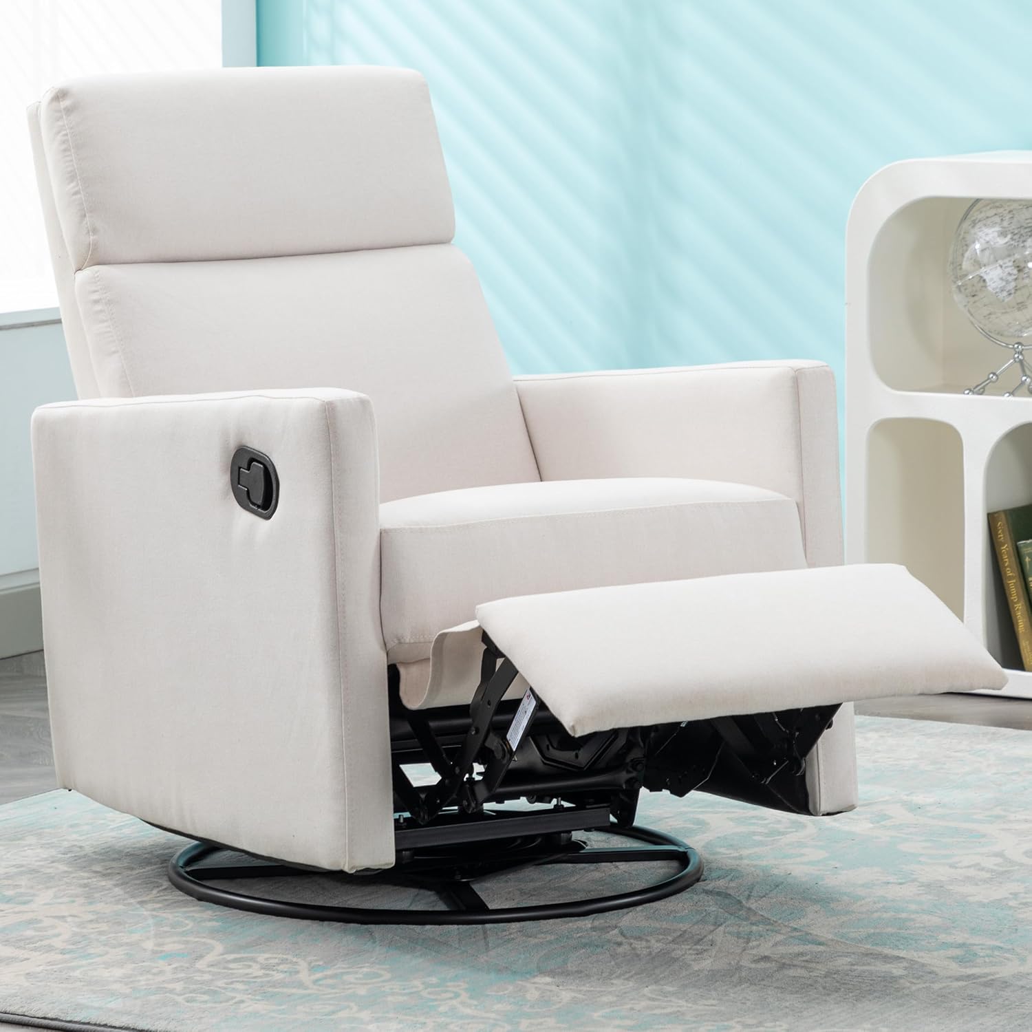 Merax Modern Upholstered Recliner Chair with Thick Seat Cushion and Backrest Swiel Accent Armchair for Living Room, Bedroom, Home Office Beige