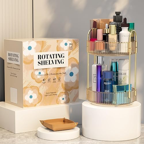 Organizador de maquillaje giratorio de 360 para tocador, organizador de cuidado de la piel de gran capacidad, organizador de perfumes, organizador