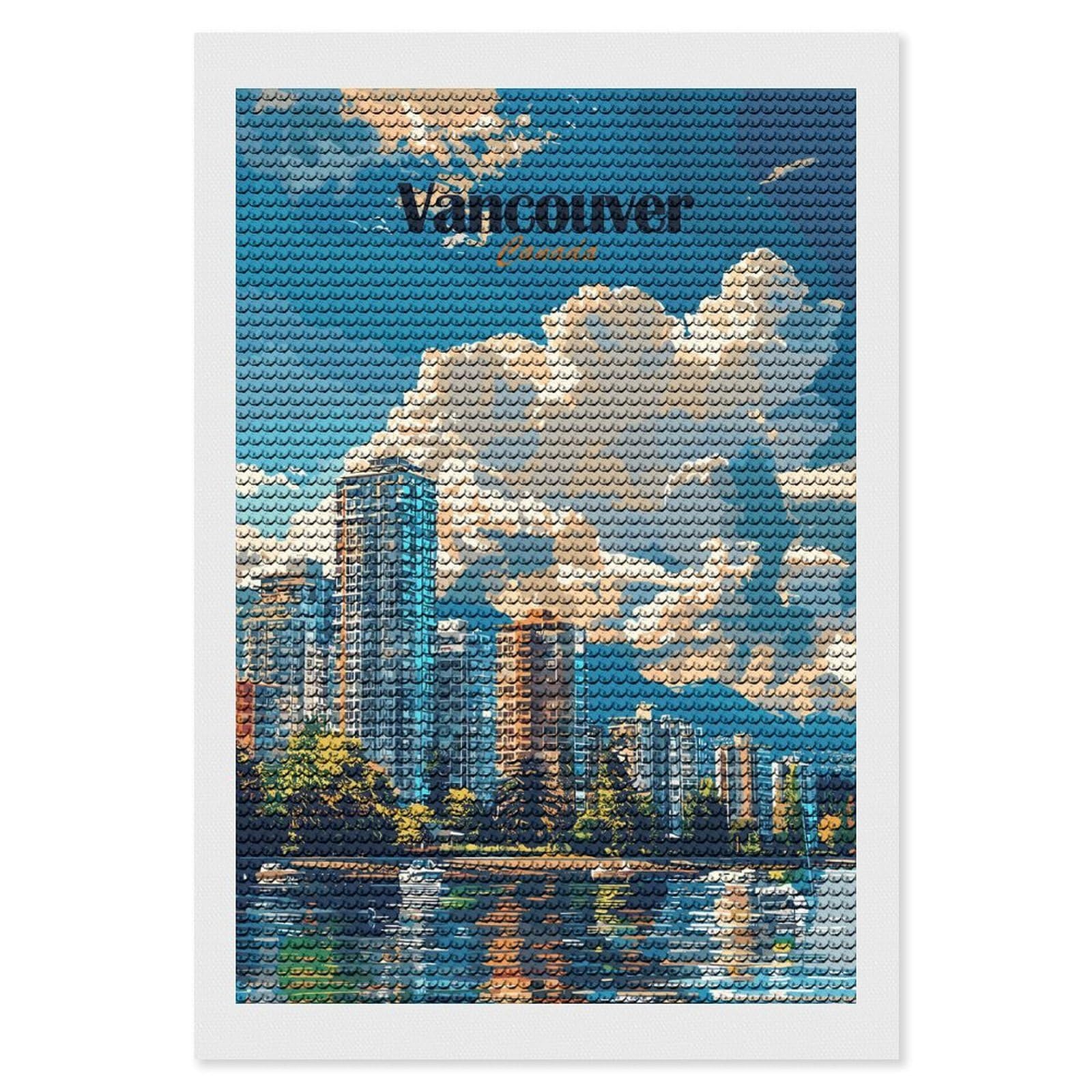 Junmoney Vancouver Skyline Diamond Painting Kit 8"x12", for Women, Simple to Start, Bedroom Decor, Christmas Gift, Good for Quiet Evenings