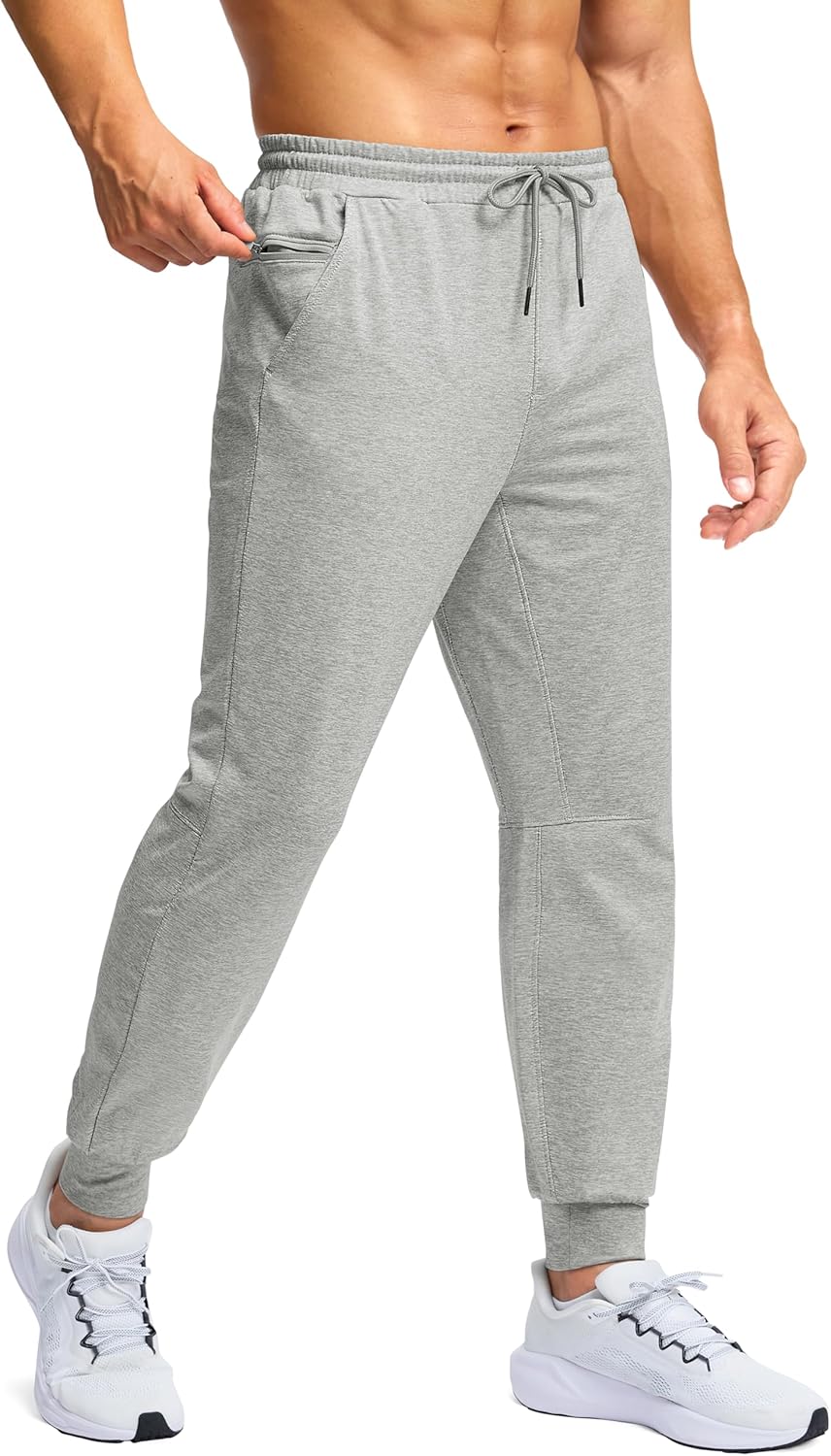 G Gradual Men's Fleece Lined Athletic Pants with Zipper Pocket Winter Warm Joggers Water Resistant Running Sweatpants for Men