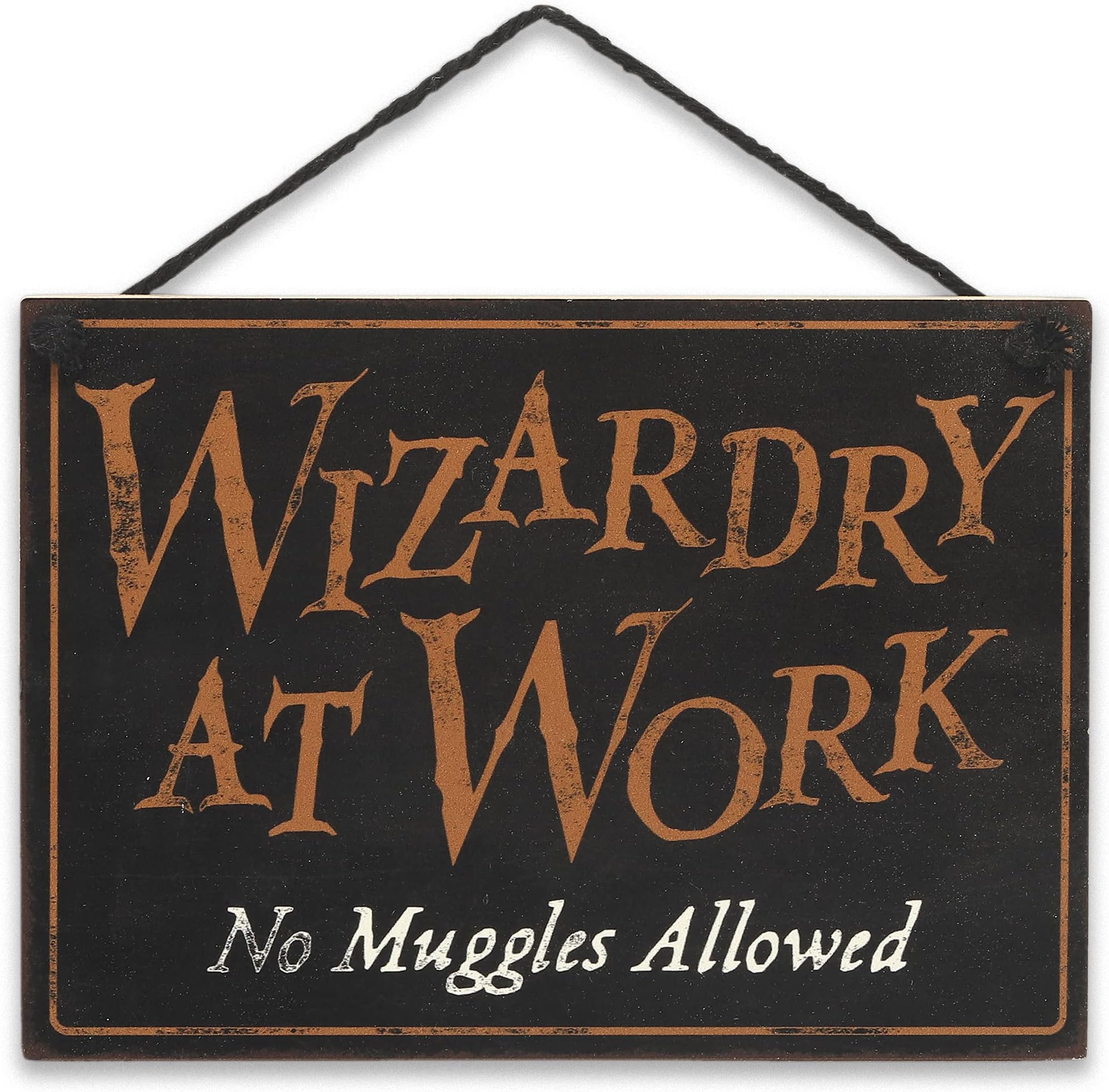 Harry Potter Double Sided Hanging Wood Wall Decor - Wizards Welcome, Muggles Tolerated and Wizardry at Work, No Muggles Allowed