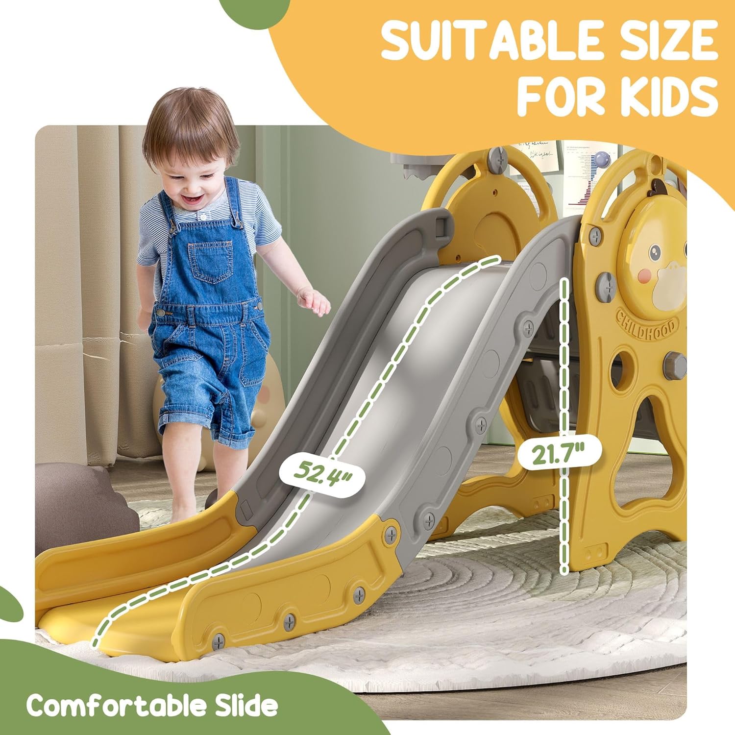 3-in-1 Toddler Slide Set with Climber and Basketball Hoop