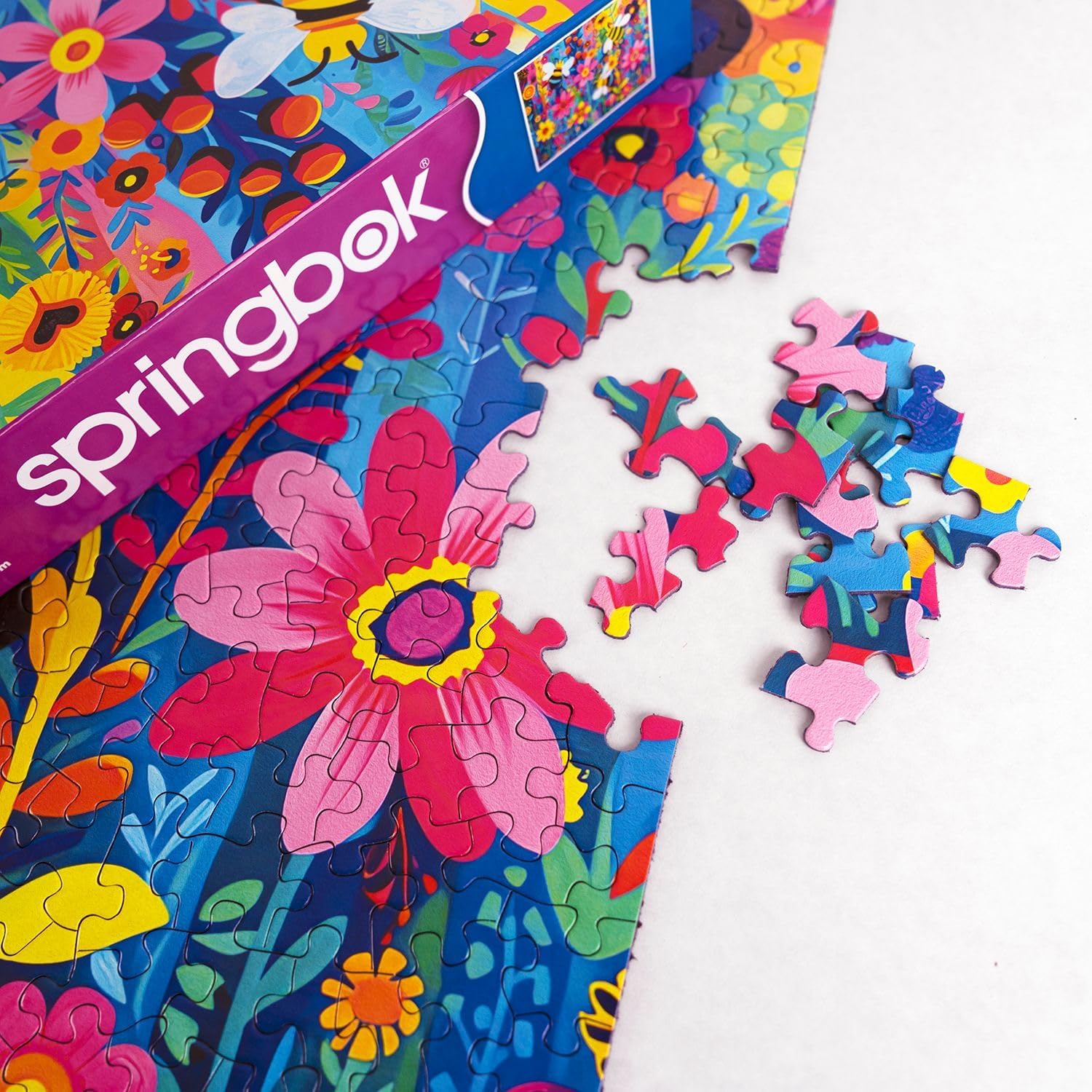 Springbok's Busy Bee Garden 500 Piece Jigsaw Puzzle for Adults Illustrates a Colorful Display of Bees in The Garden - Made in The USA