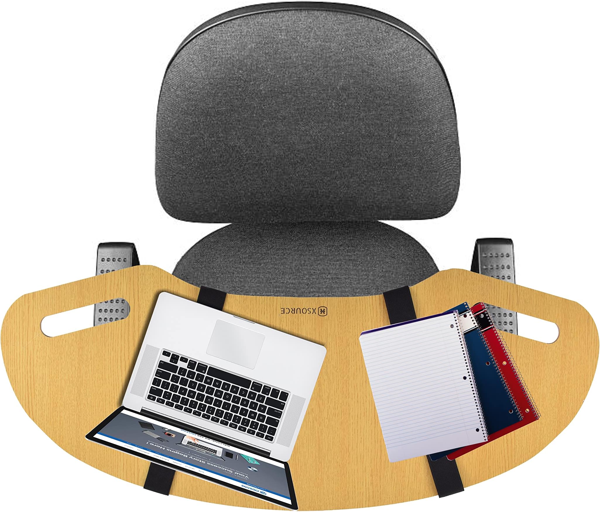 XSOURCE Wood Curved Lap Desk With Strap Use On Chair & Bed As Study Pad Or Writing Pad Table Tray With Handles Laptop Study Pad Multipurpose Board Both Side Pre Laminated Wooden, 70 Cm, 28 Cm