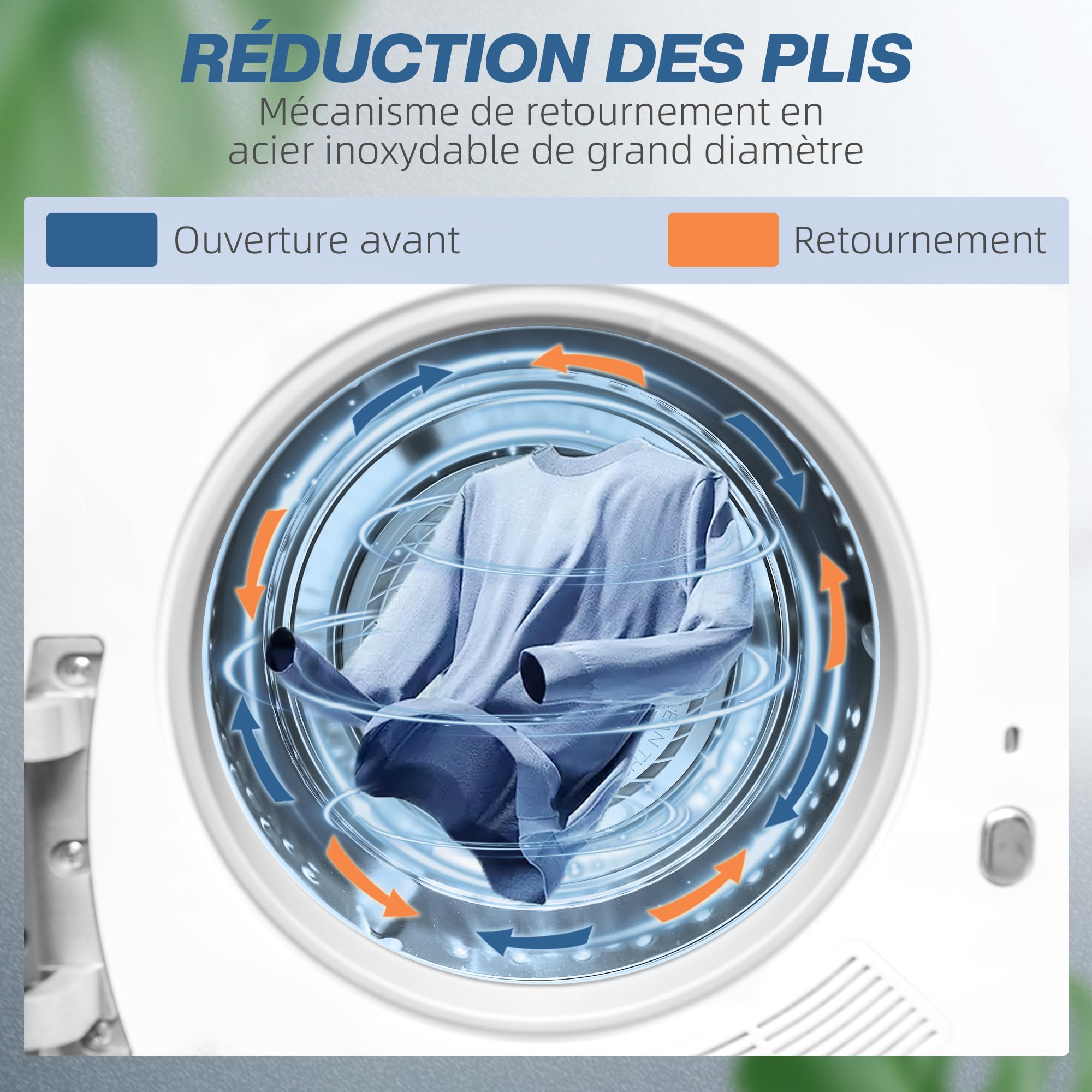 HOMCOM Sèche-linge à évacuation portable 4 Kg 800 W compact 5 modes de séchage capteur intelligent minuterie tambour réversible acier inoxydable blanc