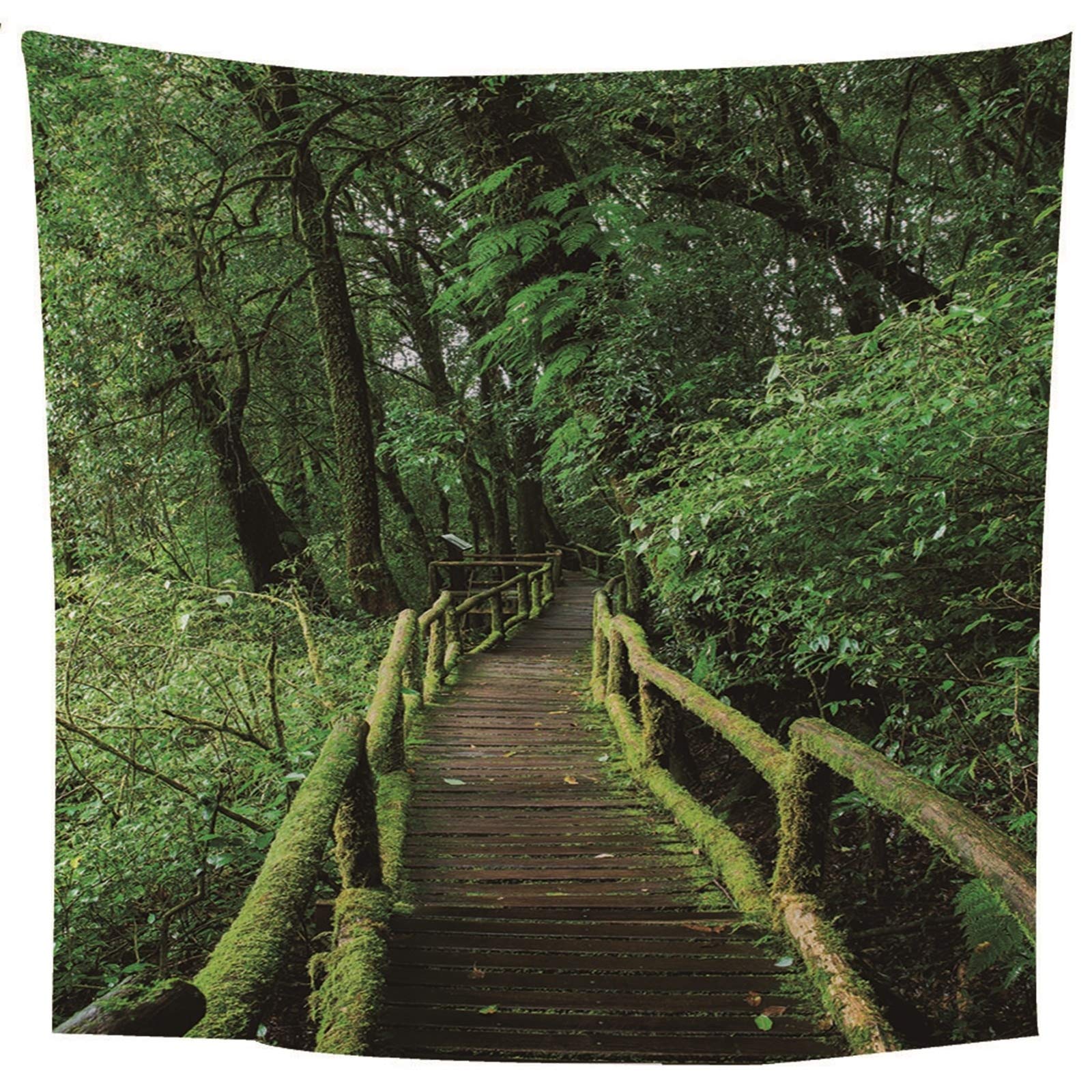 Aeici Tapiz Tela Muro Playa, Tela Decoración Pared Sendero De Maderas Tapiz para Colgar Pared(300X260Cm)