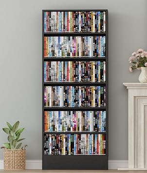 DVD Storage Shelf with Adjustable Shelves, 6 Tier CD Storage Rack