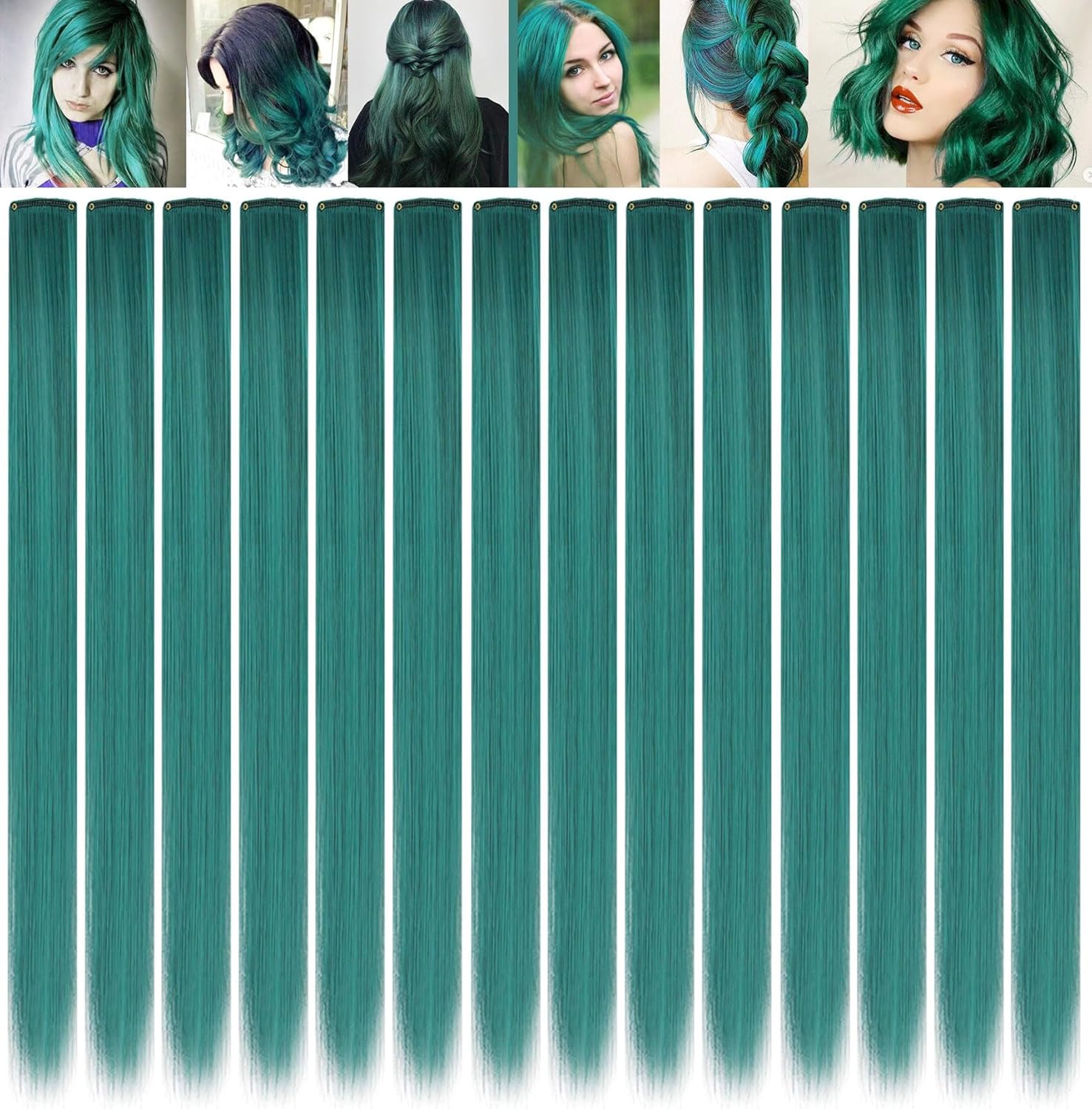 HUANLING 14 PCS Colored Hair Extensions 21 inch Colored