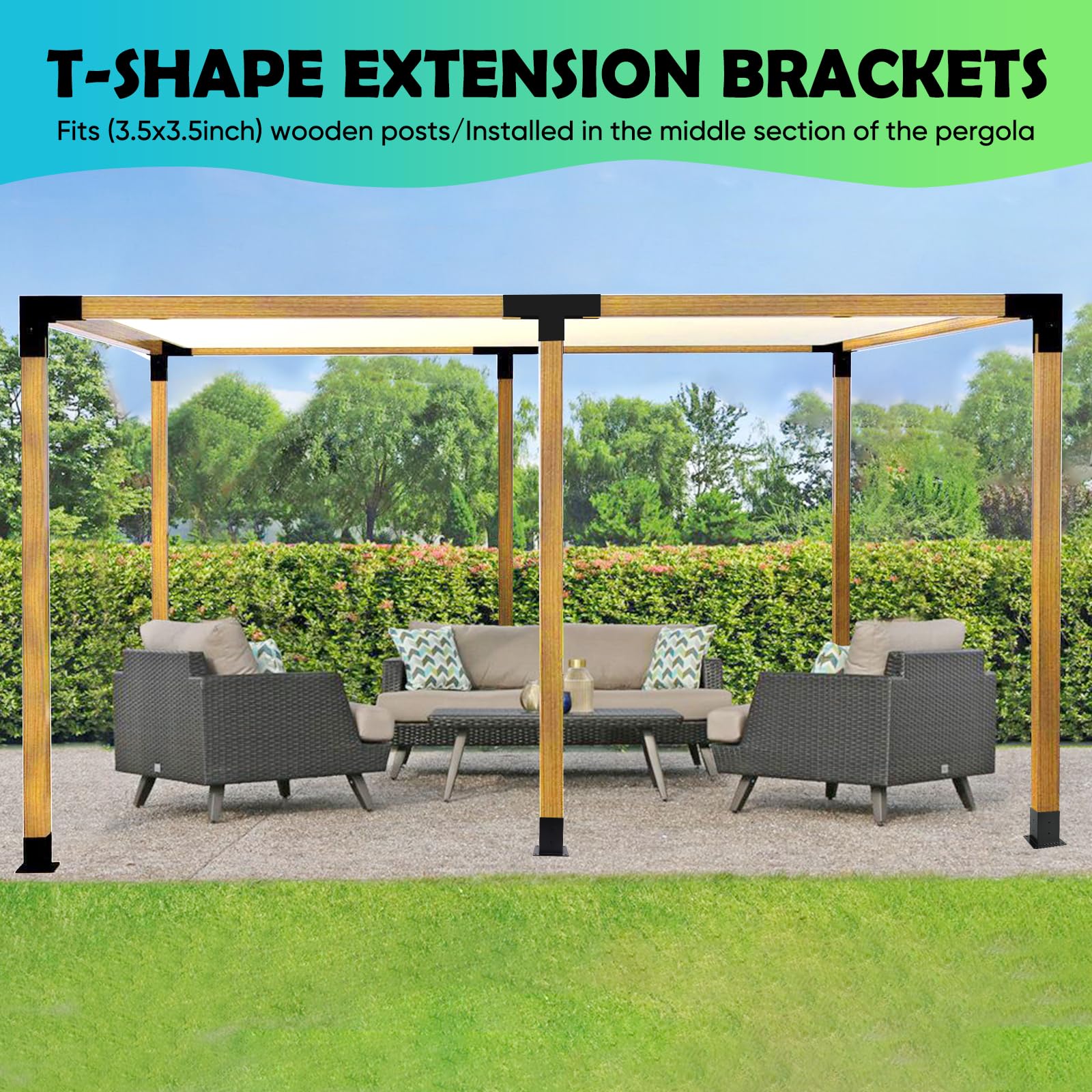 Snapklik.com : Pergola Brackets Kit 4x4 - BRRIY 3-Way Right Angle ...