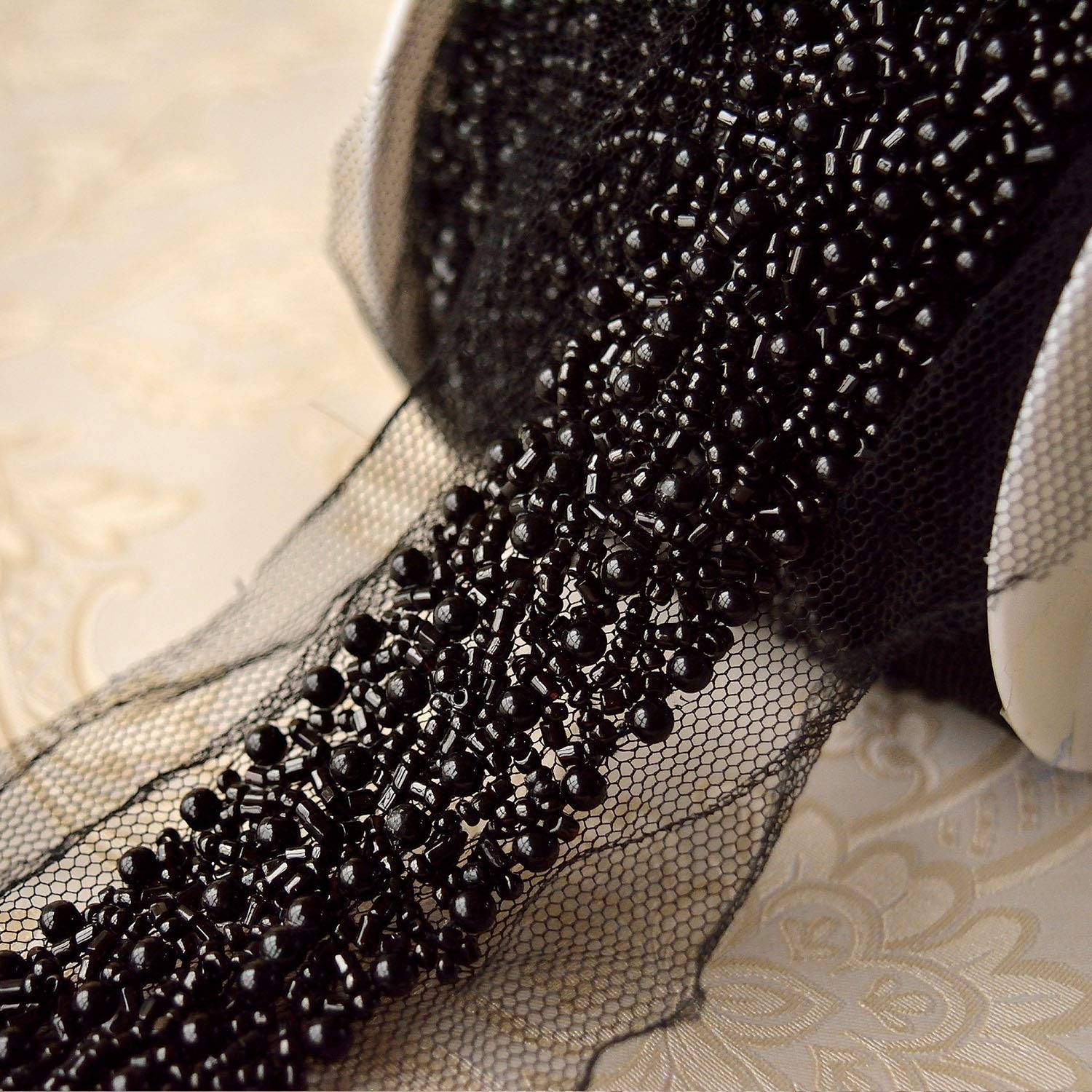 Selene Pearl Beaded Wedding Trim for Gowns, Bridal Sashes & Shoes - 2 Yards (#9)