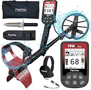 Nokta Findx Pro Metal Detector for Adults, Professional Lightweight Waterproof Gold Detector, Pinpoint, USB Rechargeable, Backlit LCD, Complete Kit with Headphones, Carrying Bag, Premium Digger