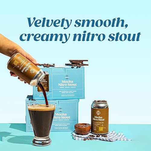 Miniatura 3 de Gruvi Mocha Nitro Stout - Cerveza sin alcohol, 90 calorías, paquete de 24, cerveza NA