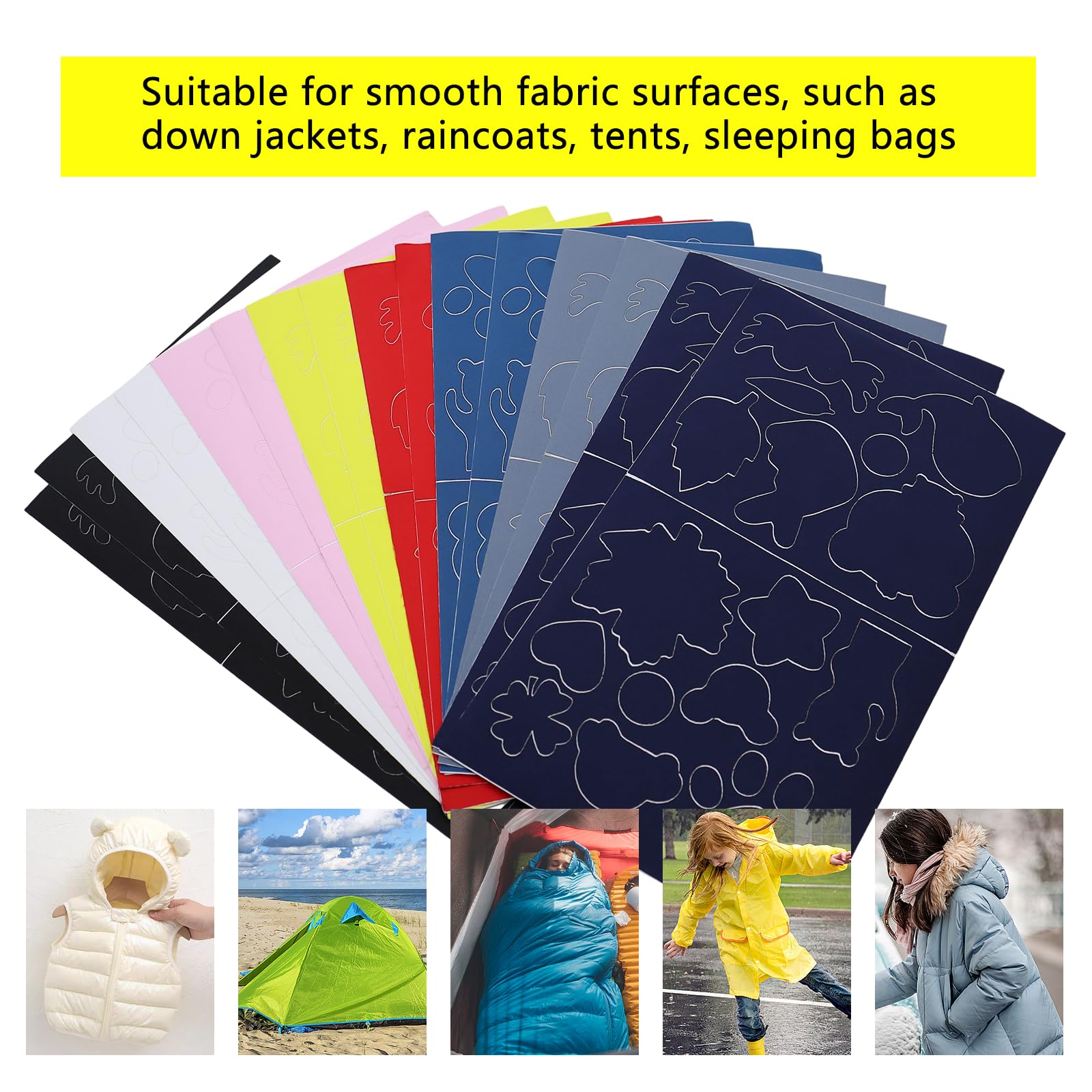 Abeillo 8 Fogli Piumino Toppe Nylon Autoadesive Patch di Riparazione, Toppe in Nylon Impermeabili per Piumino, Tende, Capispalla, Giacca