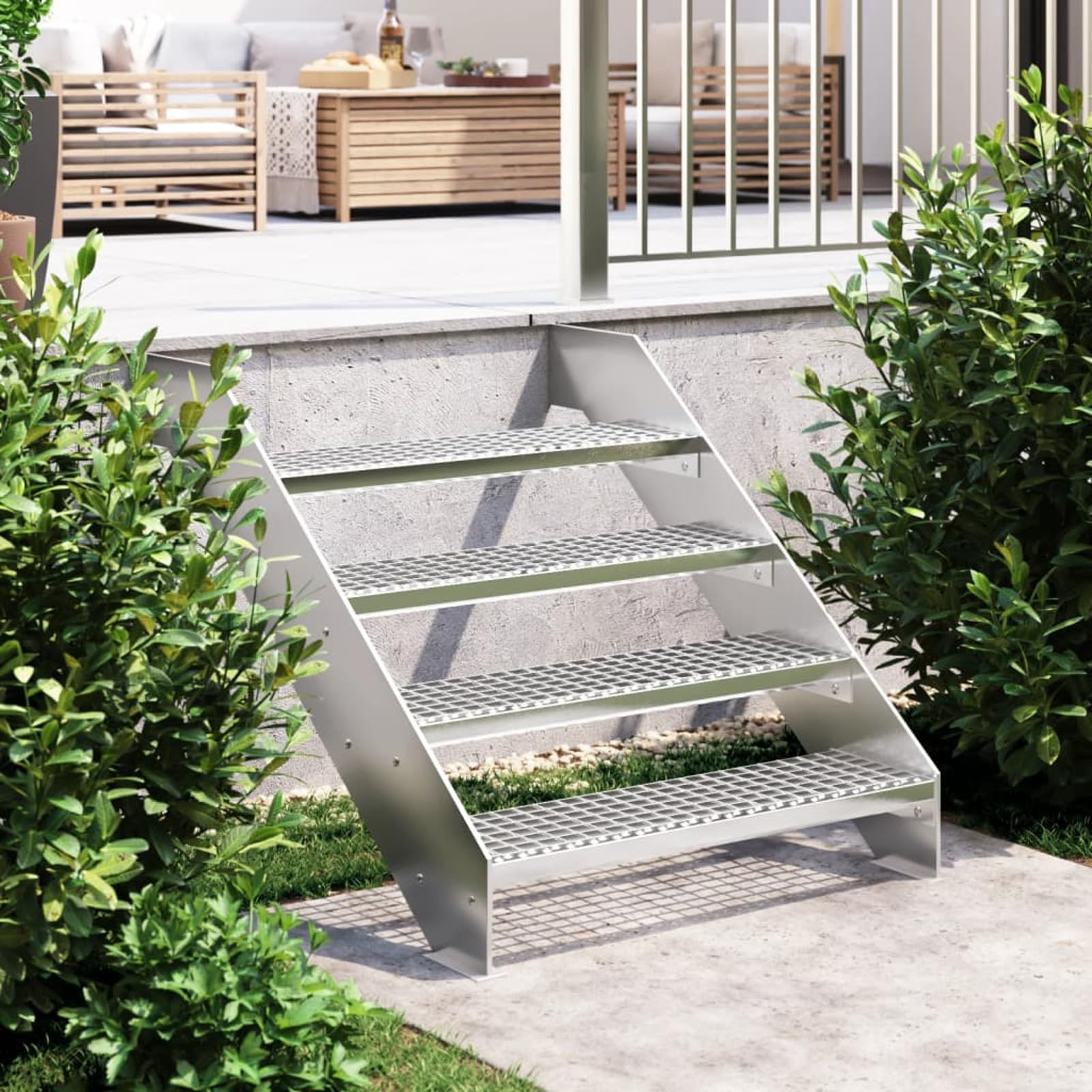 Gecheer Scalino in Griglia, Antiscivolo Dimensioni 80x24x7 cm Acciaio Zincato per Scale Esterne e Interne in Scuole Fabbriche Ristoranti e Abitazioni