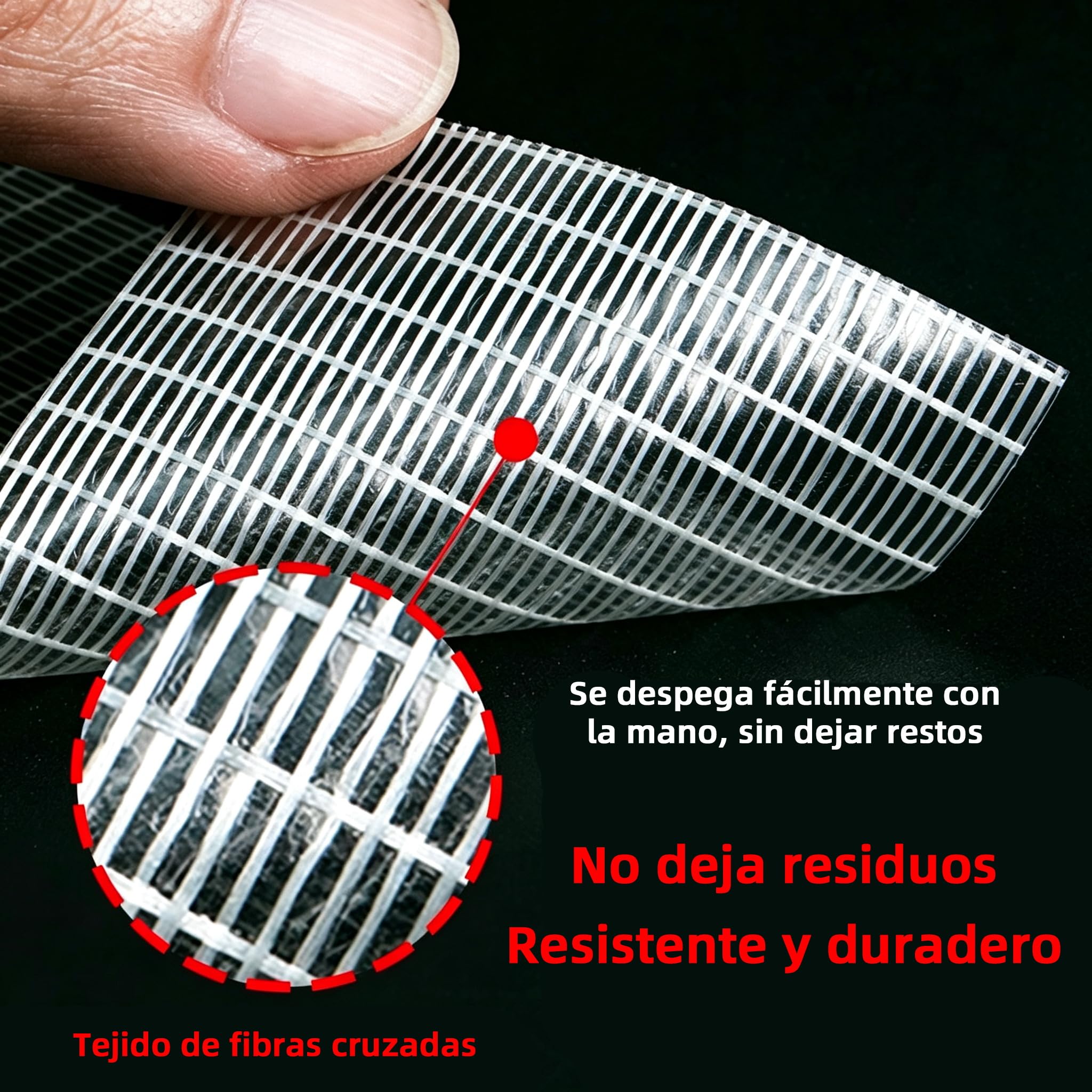 BOMEI PACK Cinta de fibra de vidrio de rejilla 50mm40m (4 Rolls)