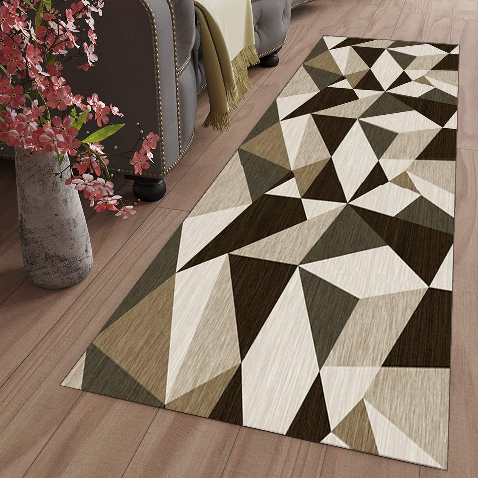Dywan chodnik do przedpokoju geometryczny chodnik antypoślizgowy, dywan do korytarza kuchnia poliester nadaje się do prania w korytarzu, kuchni, sypialni, salonu, szerokość 60 cm/70 cm/80 cm/90 cm/100 cm (rozmiar: 80 x 350 cm)