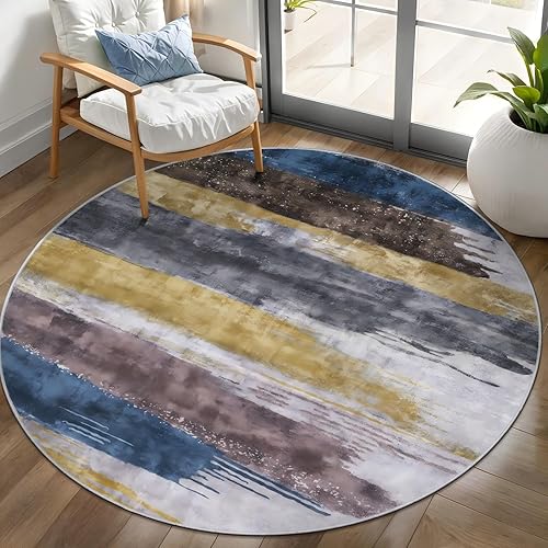 Miniatura 33 de Ciicool Alfombra abstracta moderna para sala de estar, 5 x 7 pies, lavable a máquina, antideslizante, alfombra contemporánea de pelo bajo para