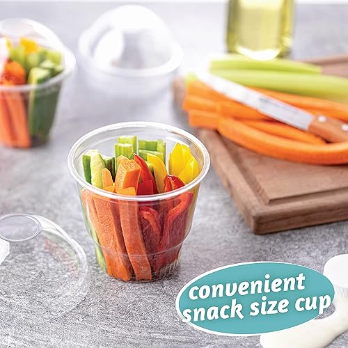 Miniatura 3 de Galashield 50 juegos de 12 onzas Vasos de parfait con tapas, vasos de yogur, vasos transparentes con tapas, vasos desechables con tapas de cúpula