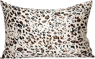 MANSPHIL Leopard Beige Print 100% Silk Pillowcase Standard Size, Hidden Zipper, 22 Momme Mulberry Silk Pillow Case for Hai...