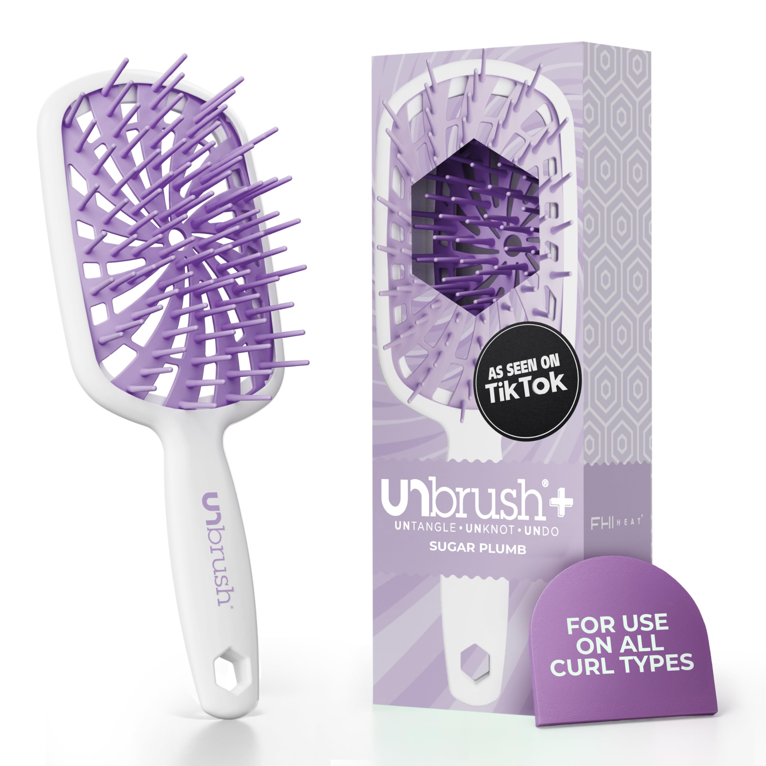 New UNbrush!! UNbrush Plus Detangler Brush for Gentle and Effective Detangling on Wet or Dry Fragile Hair Types — 84 UltraFlex Bristles, Ultra-Light, Anti-Static, Vented Hair Brush