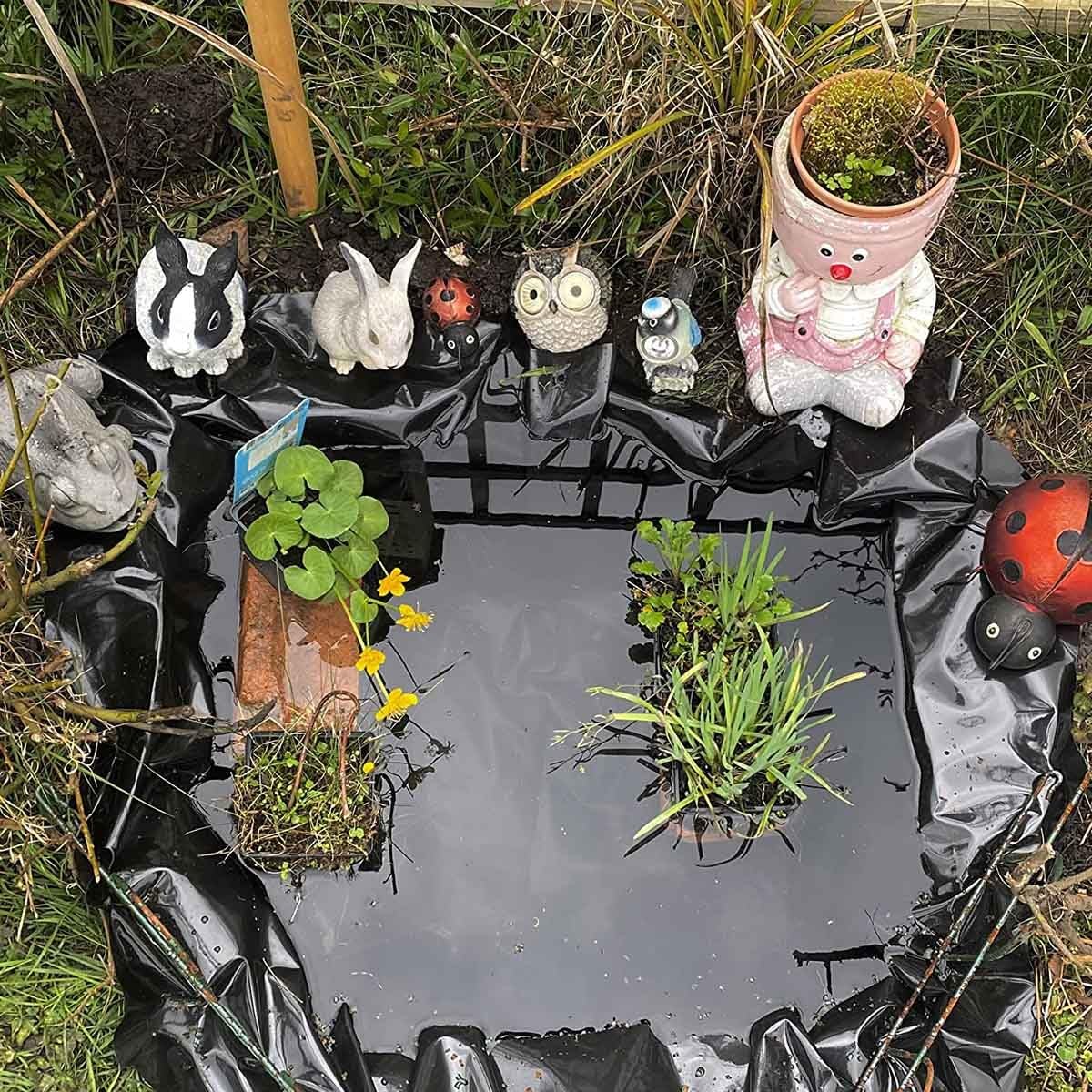 Telo HDPE Per Laghetto Da Giardino, 4x4 Metri, Spessore 5 Mil, Anti-UV, Sicuro Per Pesci E Piante, Flessibile E Durevole