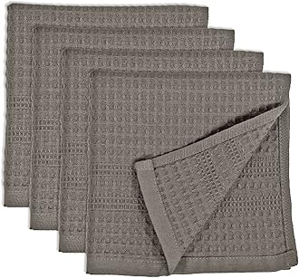 GILDEN TREE Waffle Towel Quick Dry Thin Exfoliating, 4 Pack Washcloths for Face Body, Classic Style (Stone)