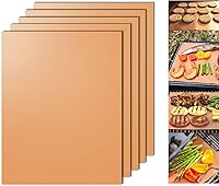 Dailyart Copper Grill Mats Set of 5 - Reusable Non-Stick BBQ Grilling Sheets for Gas Charcoal Electric Grills, Easy Clean Outdoor Accessories