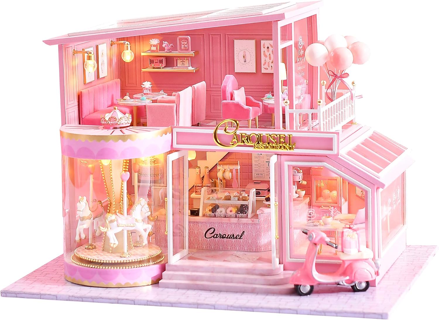 Spilay DIY Miniature Dollhouse Kit with Wooden Furniture,DIY Dollhouse Kit with Dust