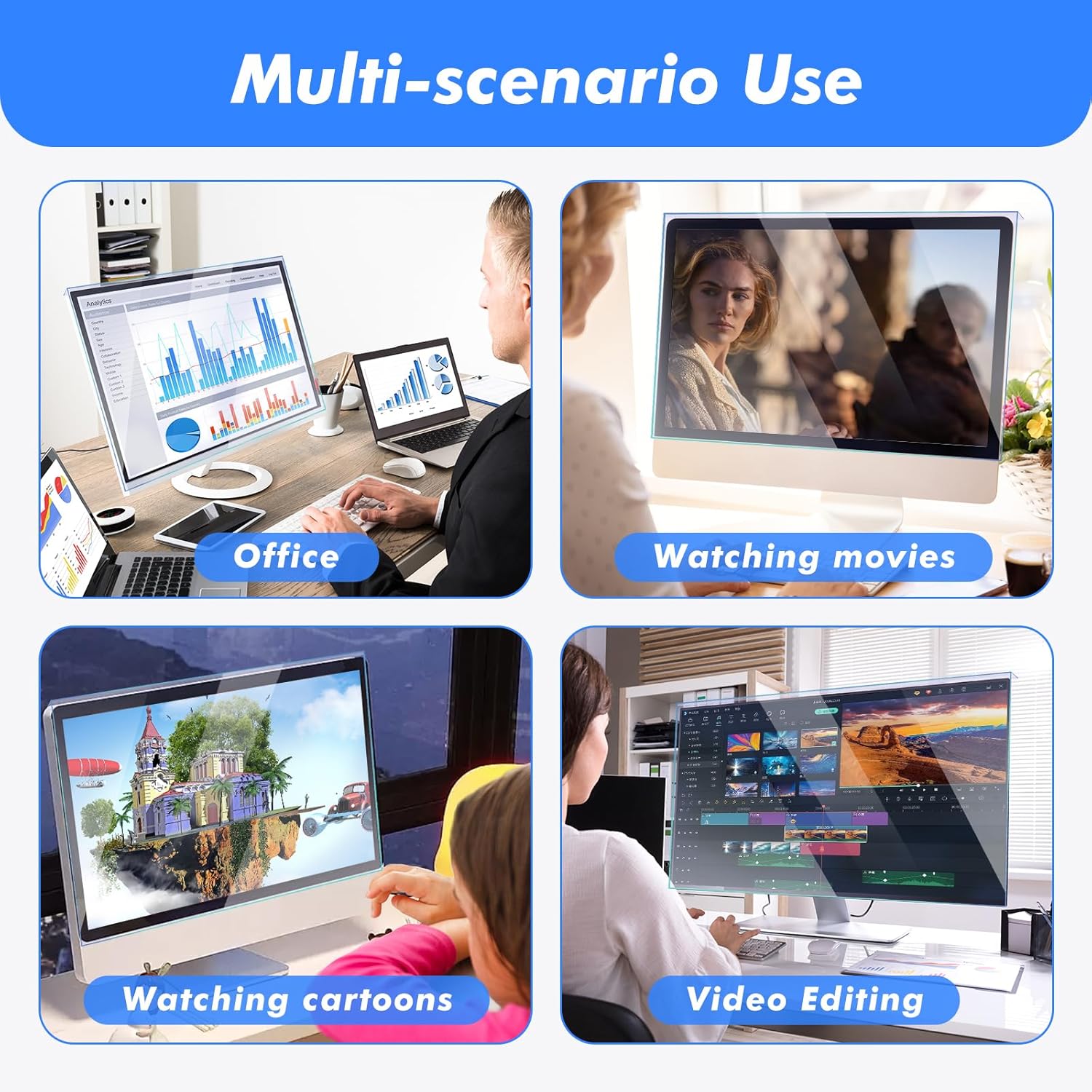 Blue Light Screen Protector for Computer Monitor: 27-28 inches Computer Monitor Screen Protector for Eyes Screen Filter Reducing Eye Strain Blue Light HD Easy To Install