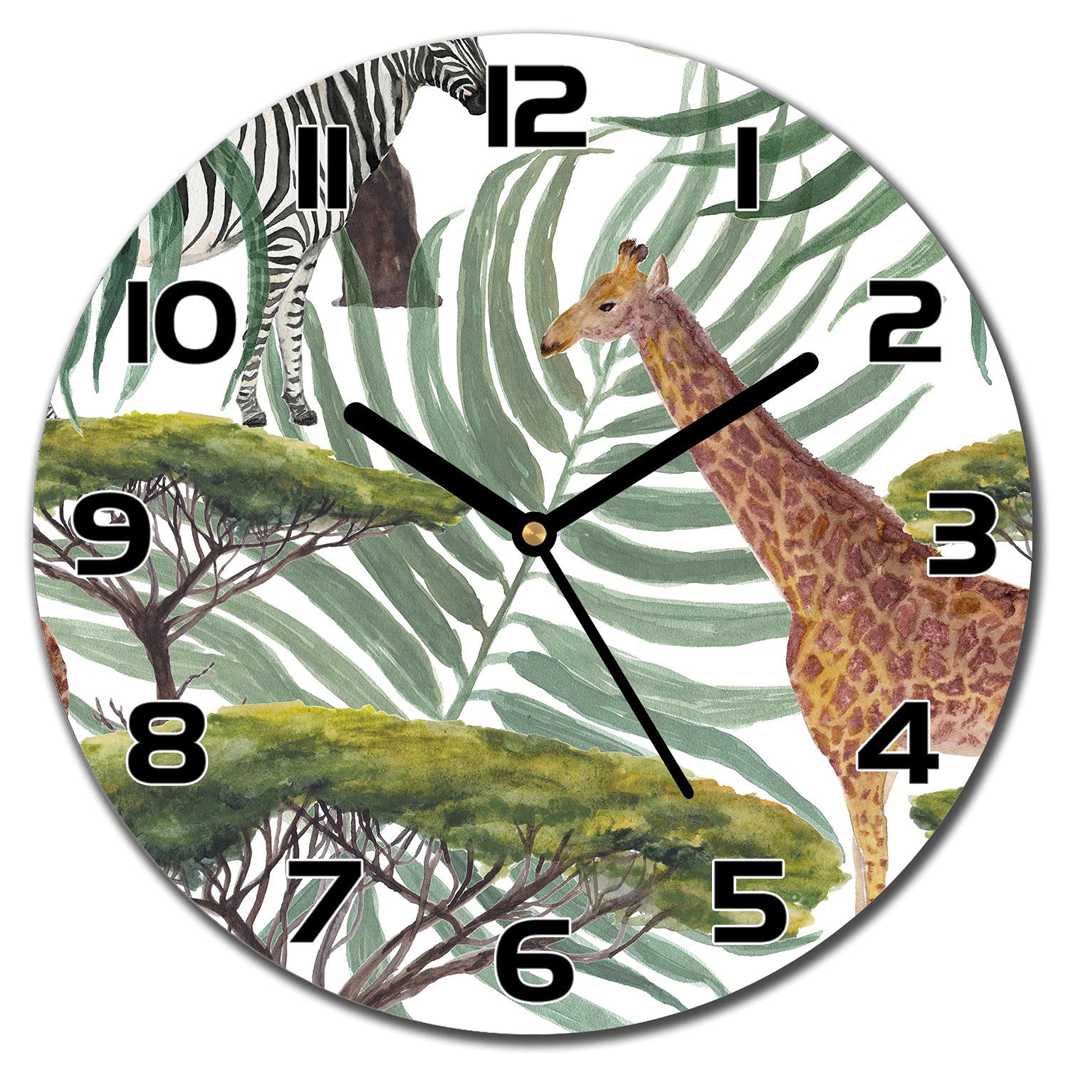 Horloge jungle en verre de salon pour creer une ambiance tropicale apaisante