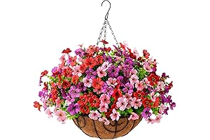 Realistic UV Resistant Artificial Hanging Plants Flowers Basket