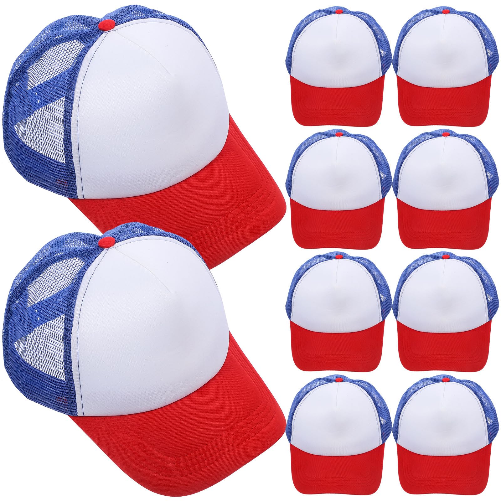Homoyoyo 10 Gorras de Béisbol de Malla para Sublimación, en Blanco, 10 Piezas, Poliéster Ligero para Bricolaje y Uso Exterior