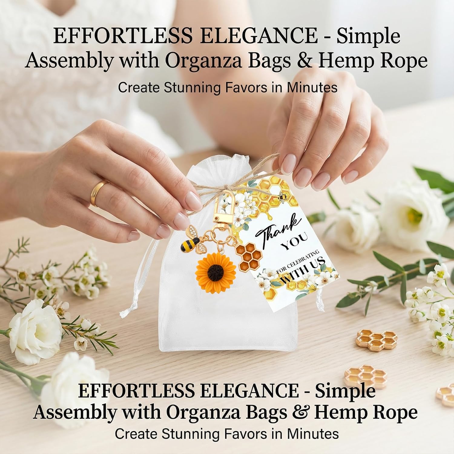 37 PCS She Found Her Honey Bridal Shower Party Favors - She Found Her Honey Bridal Shower Decor Keychain, Sunflower Bee Theme Keychain Favors for Wedding Engagement Bachelorette Party