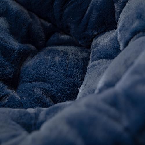 Miniatura 7 de Flash Furniture Gwen - Mini silla plegable para niños, silla lunar de piel sintética azul marino, marco de metal dorado suave, silla plegable