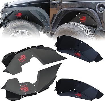 TIOYAR Wrangler Front & Rear Inner Fender Liners Kit Compatible with 2007-2017 Jeep Wrangler JK/JKU & Unlimited 2/4 Doors