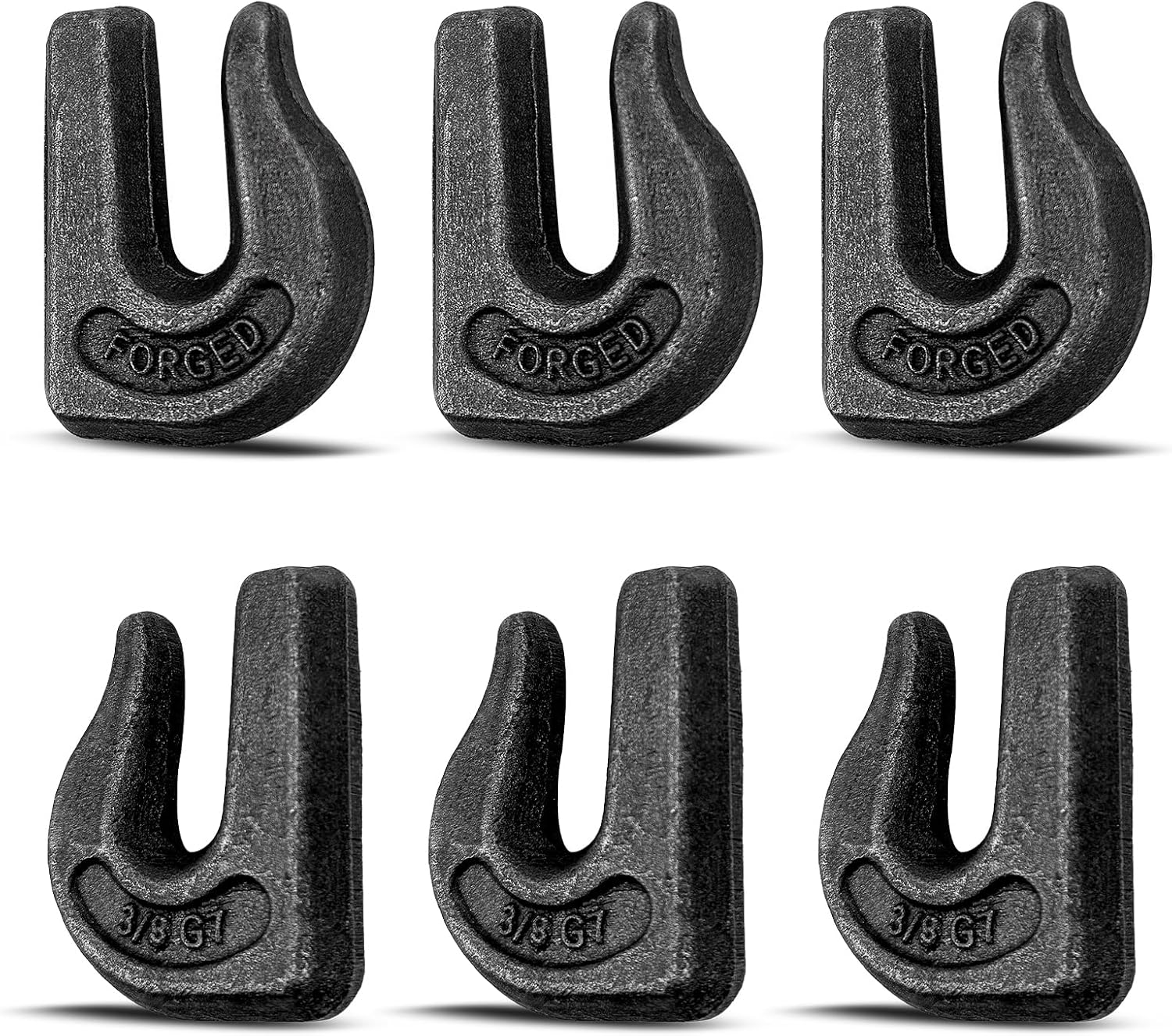 Cheardia 6 Pack 3/8'' Weld on Grab Hook, Heavy Duty Tractor Chain Hooks, G70 Grade Utility Hook Weldable for Trailer Truck, Forklift, Car, RV, Rigging, 6600 LBS Capacity